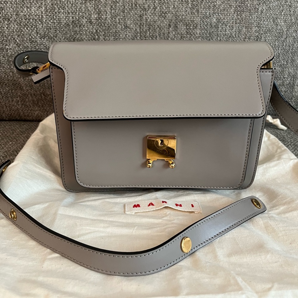 Marni Gray Medium Trunk Leather Bag Crossbody - Picture 9 of 14